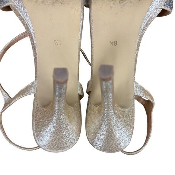 Badgley Mischka American Glamour Womens Rhinestone Gold Ankle Strap Heels sz 6.5 - Picture 14 of 16